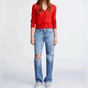 Re/Done High Rise Button Fly Loose Jeans Size 31 NWT in Destroyed Mar